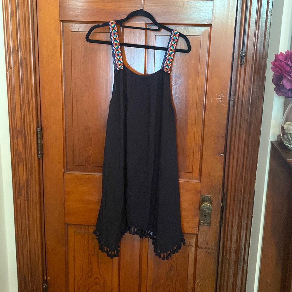 Lane Bryant, Size 26/28, black bathing suit coverup with colorful/woven straps